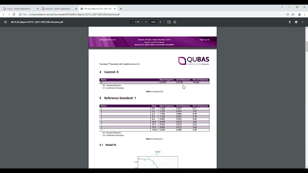 Downloading a report in the Routine Room
