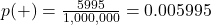 p(+)=\frac{5995}{1,000,000}=0.005995