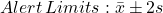 \[Alert \, Limits: \bar{x} \pm 2s \]