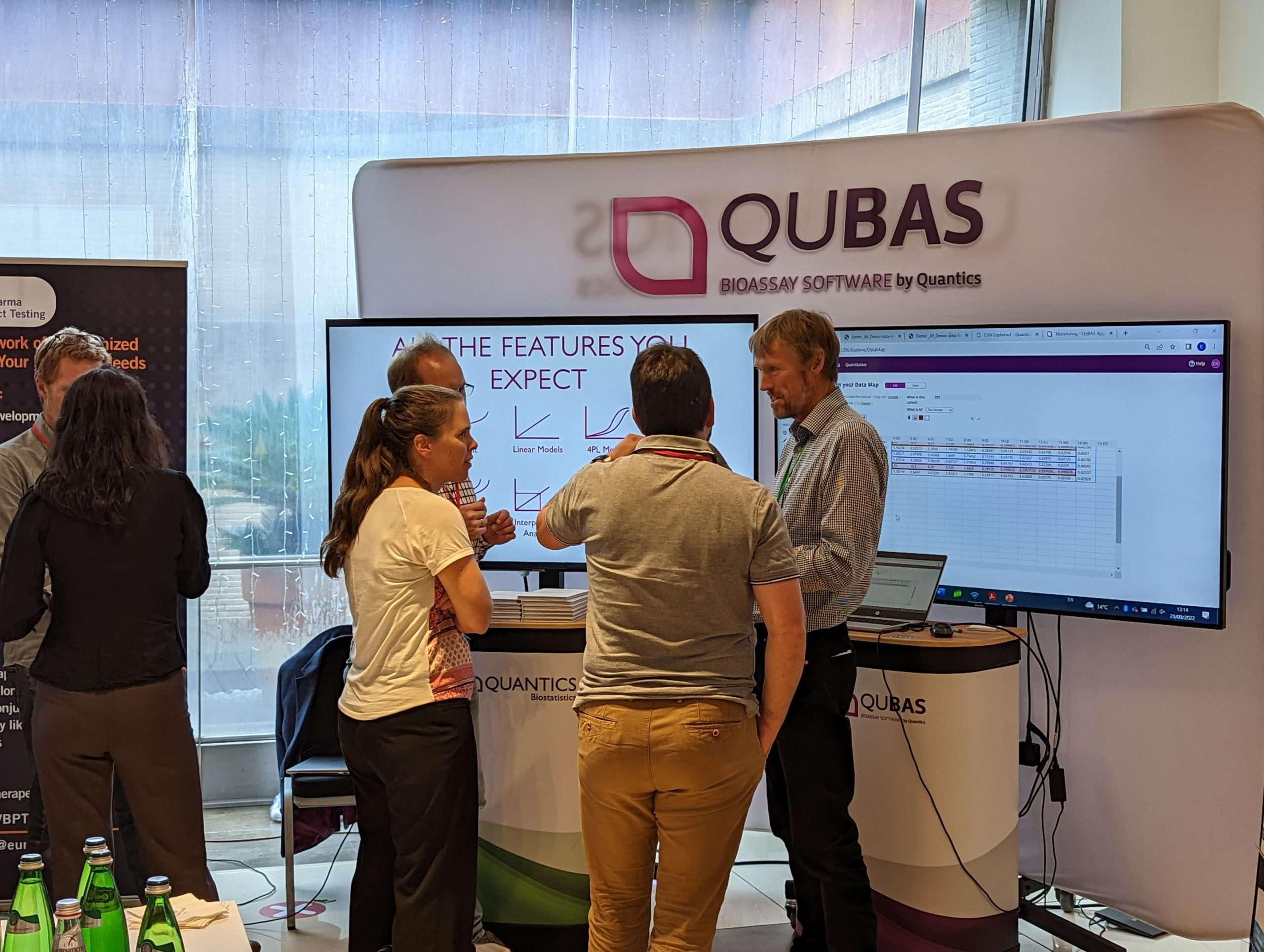 Discussion at the Quantics stand at BEBPA Europe 2022